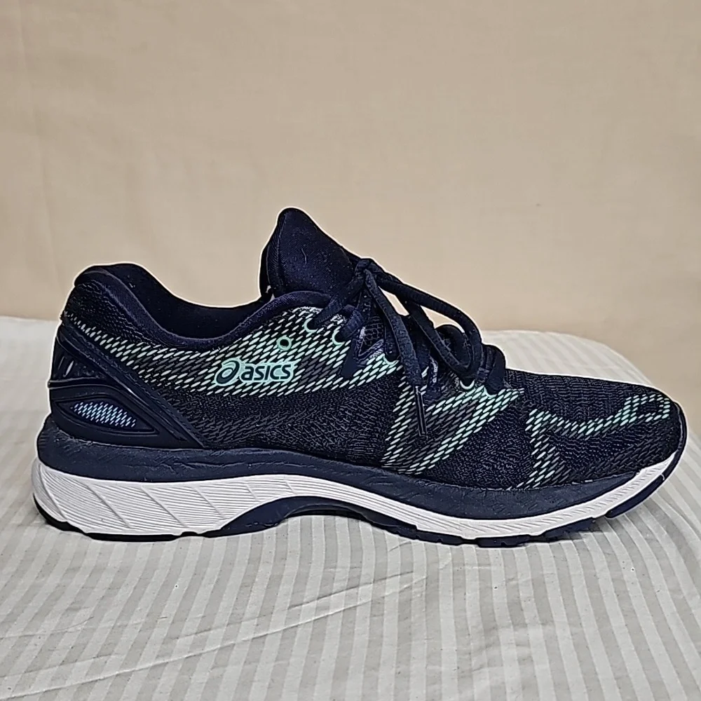 Asics Women's Navy and Aqua Running Sneakers